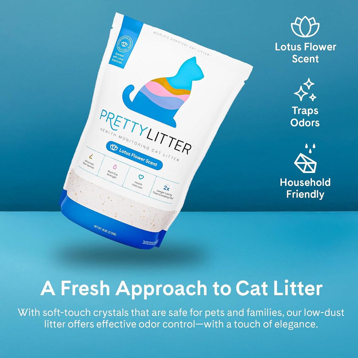PrettyLitter Health Monitoring Cat Litter - Lotus Flower / 6 LB (Pack of 1) - image 3
