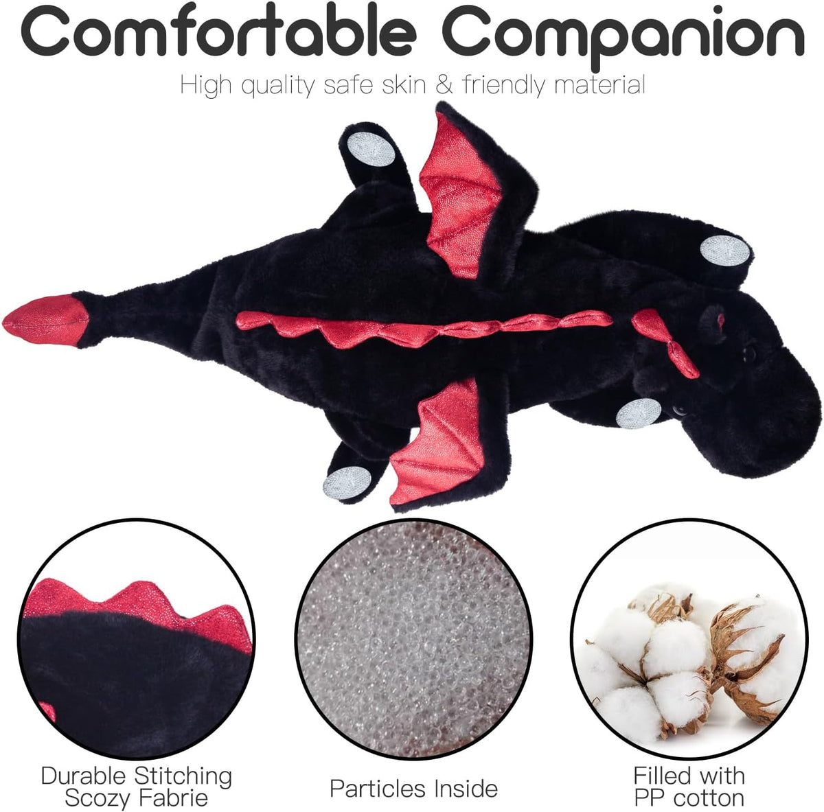 ARELUX Large 36in Cute Dragon Stuffed Animals Plush Toy Soft Matcha - Black / 36inch - image 4