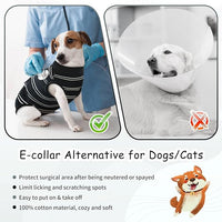 Kuoser Dog Surgery Recovery Suit for Female Male Dogs, Stripes Spay Neuter Anti-Licking Dog Onesie, Surgical Suit Snugly Pet Post Surgery Vest Bodysuit for Abdominal Wounds Skin Disease, Black 2XL