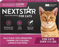 Flea and Tick Prevention for Cats, Repellent, and Control, Fast Acting Waterproof Topical Drops for Cats Over 3.5 lbs, 6 Month Dose