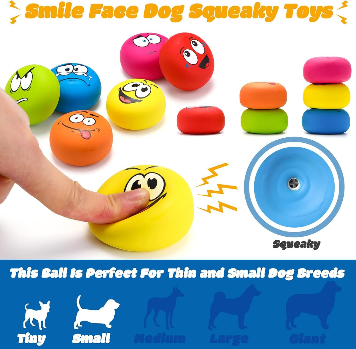Hungdao 12 Pcs Squeaky Dog Toys, Small Dog Ball Bulk - Cute - image 3