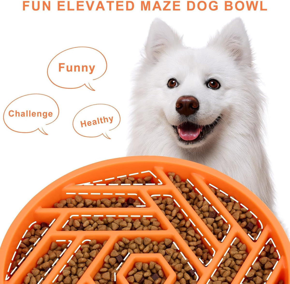 TOBYTO Slow Feeder Dog Bowls Large Medium Breed - Orange - image 3