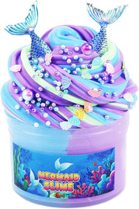 Clear Glitter Slime Kit with Little Turtle Toy for Girls Age 6-14 - Purple Blue
