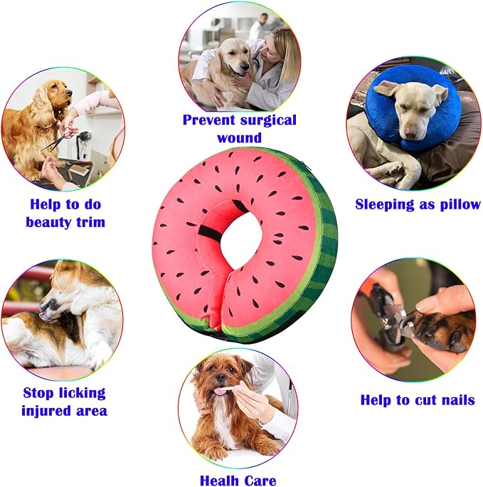Katoggy Inflatable Dog Cone Collar for Dogs After Surgery, Soft Adjustable Blow up Donut E-Collar for Small Medium Large Dogs and Cats