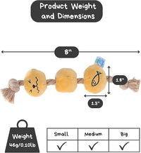 Curry Fishball Soft Plush Squeaky Dog Pull Toy - Durable, Iconic, Cute & Fun Rope Toy for Interactive Bonding Time, Sliding Mechanism, Hide Food for Puzzle Play, Small Medium Dogs