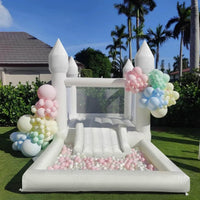 Cessbong white inflatable bounce house for kids with ball pool and UL blower