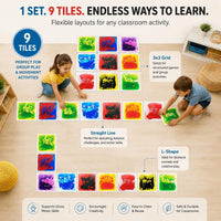 edusense 4 pack of 11.8 inch liquid sensory floor tiles with moving multicolor gel and non-slip base - view 10