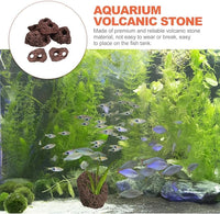 Housoutil Lava Rock Aquarium, 6PCS Aquarium Volcanic Stone Plant Fixer Ornaments, Double-Hole Fish Tank Rocks Ornament for Aquascaping, Fish Tank, Terrarium and Landscape Design
