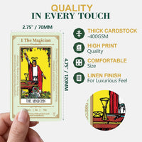 Erbacan beginner tarot cards deck with meanings printed on the cards, guidebook and green velvet pou - view 2