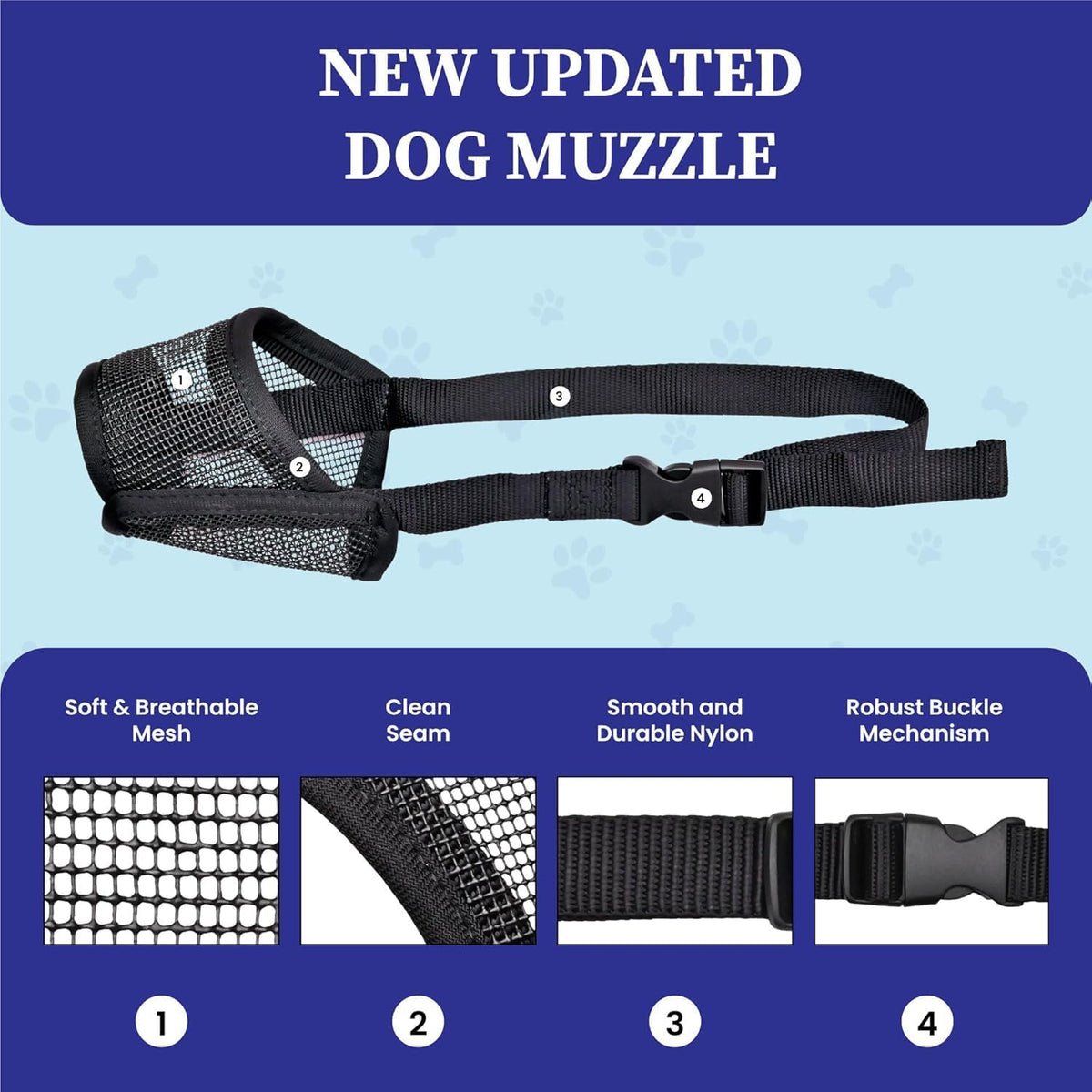 Dog Muzzle for Large Dogs, Air Mesh Muzzle for Large Sized Dog - XXL / Breathable Mesh - image 3