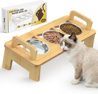 Bamboo Elevated Cat Bowls - 3 bowls