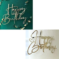 Black acrylic Happy Birthday cake topper on a frosted birthday cake - view 4