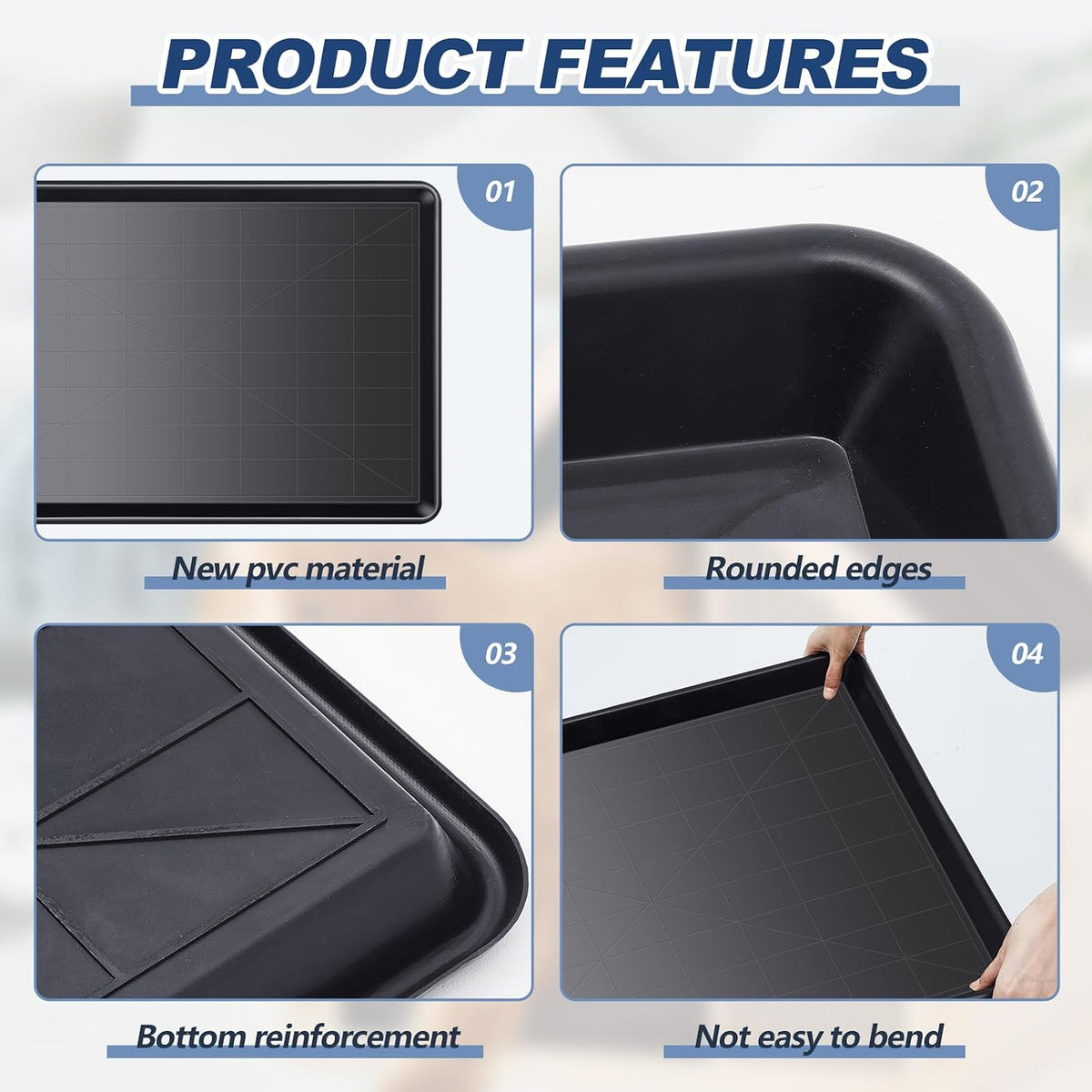 Mifoci pack of 4 black plastic dog crate replacement trays, 35 x 23.6 inches - view 3