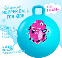 U&C Planet Hopper Ball, 18In Bouncy Ball with Handle for Kids Ages 3-6 – Fun for Kids & Family - 3-6 Years / Blue Dinosaur - image 2