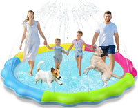 Jasonwell non slip splash pad sprinkler for kids and dogs spraying water in a backyard - view 10