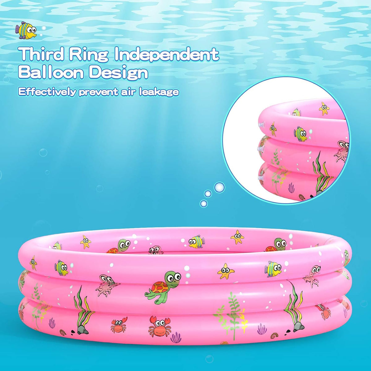 Garden Round Inflatable Baby Swimming Pool - Pink - image 4