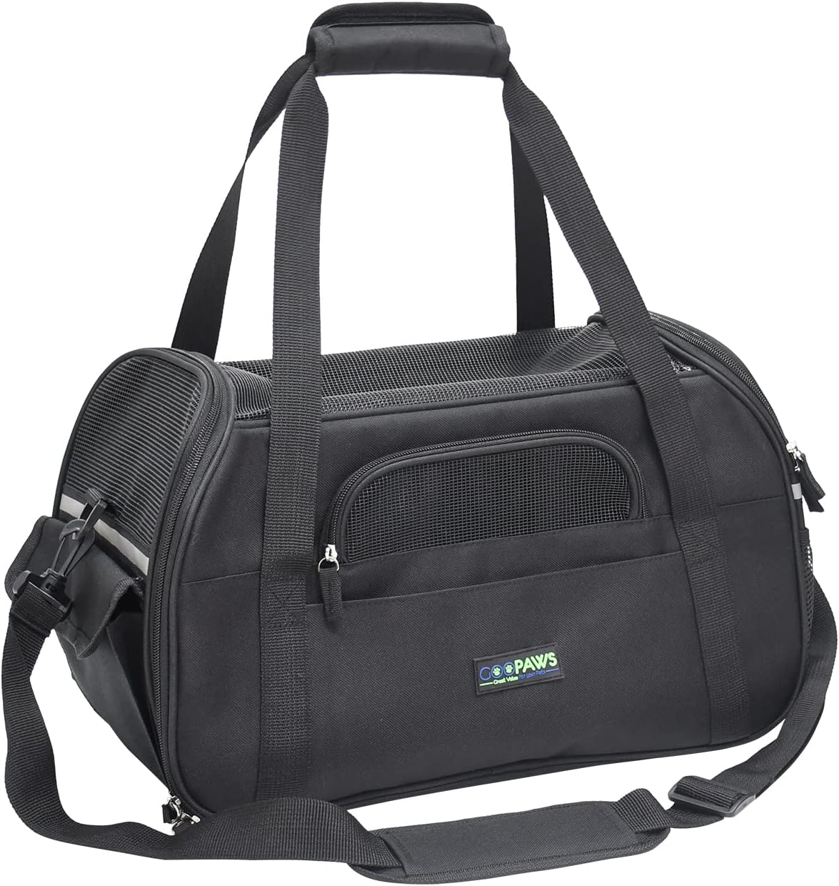 JESPET Soft-Sided Airline-Approved Dog & Cat Carrier Travel Bag – Essentials for Cats - 17.0"L x 9.0"W x 11.5"H / Black
