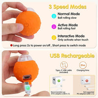 Interactive Cat Toys Balls, Automatic Moving Cat Toys for Indoor Cats, Self Rotating Ball with Motion Activated, Electric Cat Mouse Toys, USB Rechargeable
