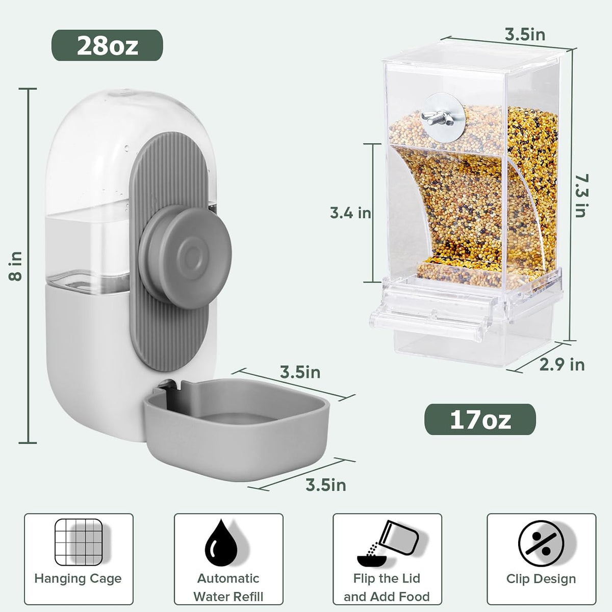 Lemtrflo No Mess Bird Feeder Water Dispenser - Gray - image 2