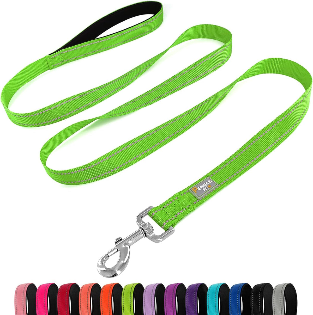 6 FT Basic Dog Leash for Medium Dogs - Refl Green / Medium : 3/4" x 6 FT