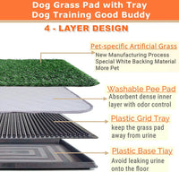 ELLOTY 25 x 20 inch four-layer dog grass potty tray with artificial turf and pee pad - view 2