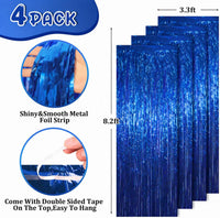 Voircoloria 2 Pack Gold Foil Fringe Backdrop Curtains - Dark Blue / 4 - image 3