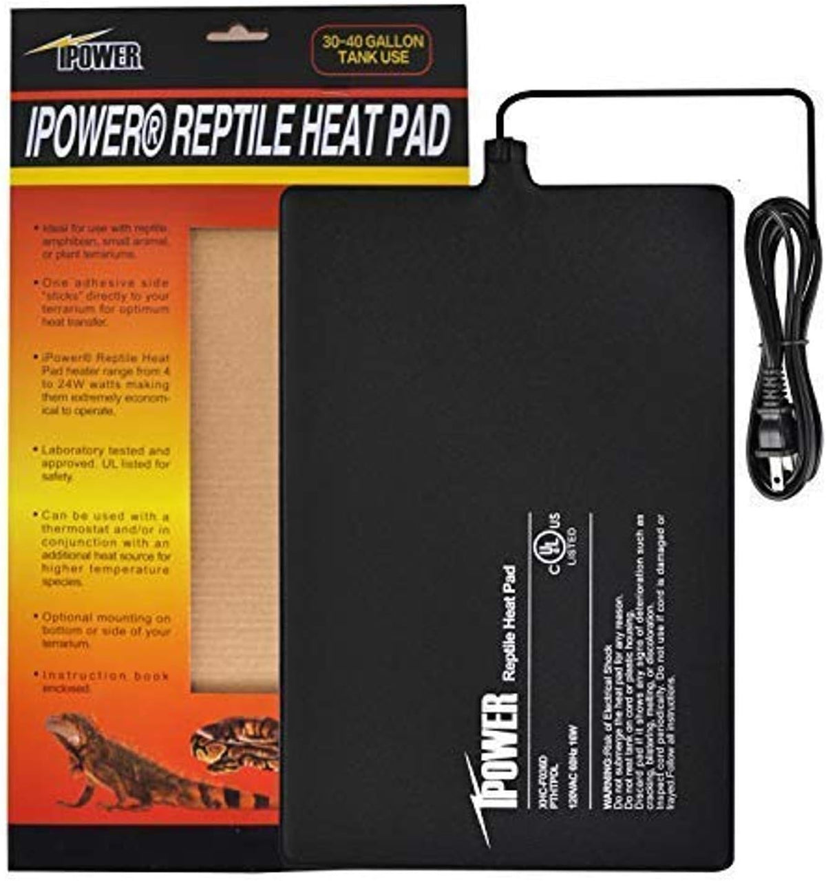 iPower 8 by 12-Inch Reptile Heat Mat Under Tank Heater Terrarium - 1 Pack / 8 X 12 Inch