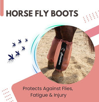 Tear-Resistant Fine Mesh Horse Fly Boots Breathable Fly Boots with Thickened Webbing Hook and Loop Lightweight Summer Leg Protection to Prevent Mosquito & Fly Bites Set of 4 (Pink)