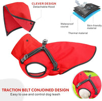 Dog Raincoat Waterproof Dog Hoodie Reflective Dog Raincoat Hooded - M / Red - image 3