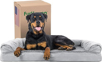 Furhaven Orthopedic Dog Bed for Large Dogs w/ Removable Bolsters & Washable Cover, For Dogs Up to 95 lbs - Plush & Suede Sofa - Gray, Jumbo/XL
