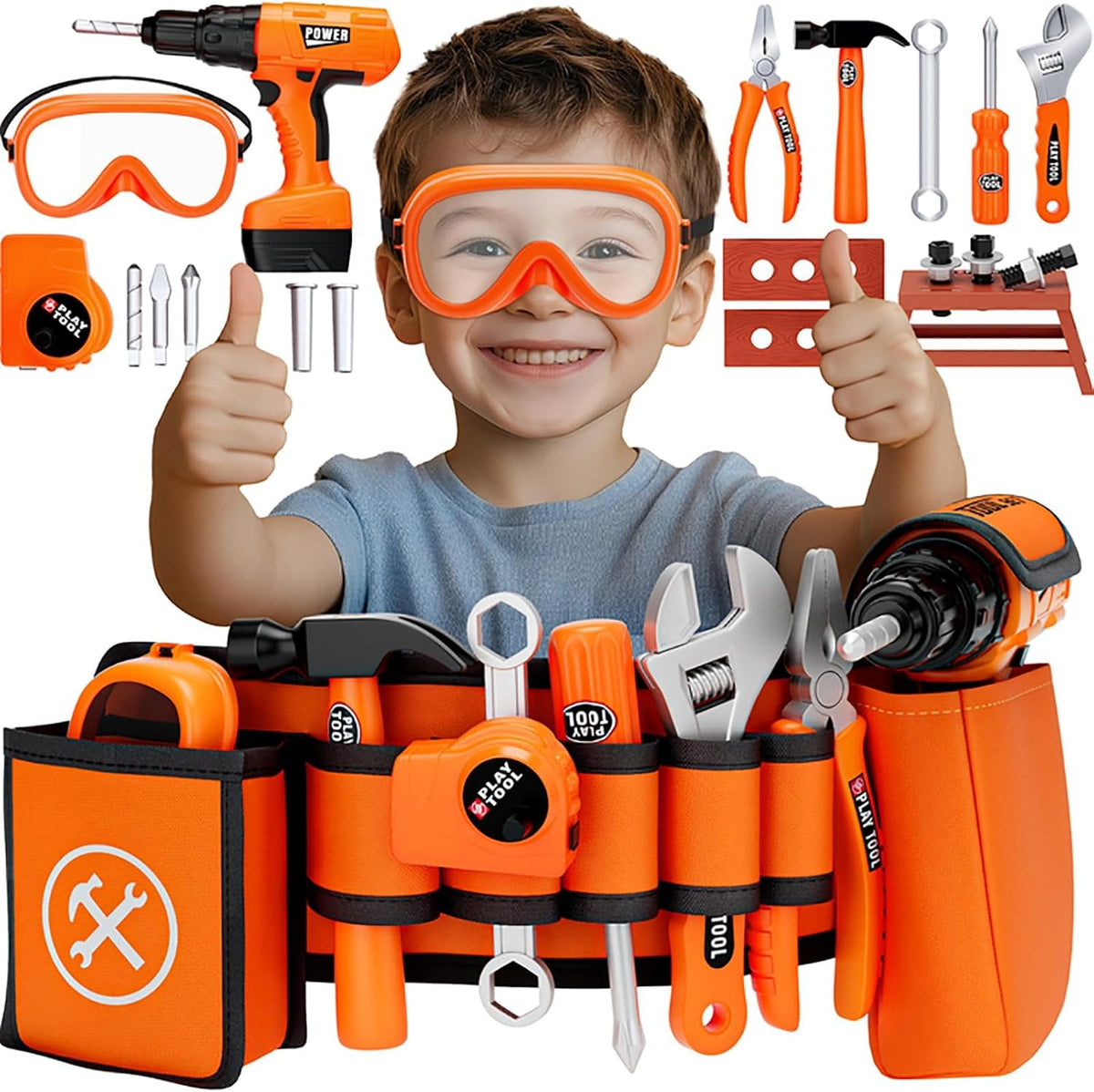 TOY Life Kids Tool Set with Kids Tool Belt & Toy Drill - Toy Drill Kids Tool Set