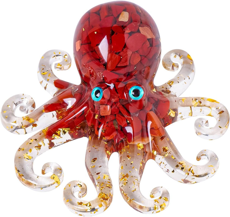 Octopus Aquarium Ornament, Rose Quartz Gravel, 3.93" – Essentials for Fish - 3.93"*3.93"*1.57" / Red