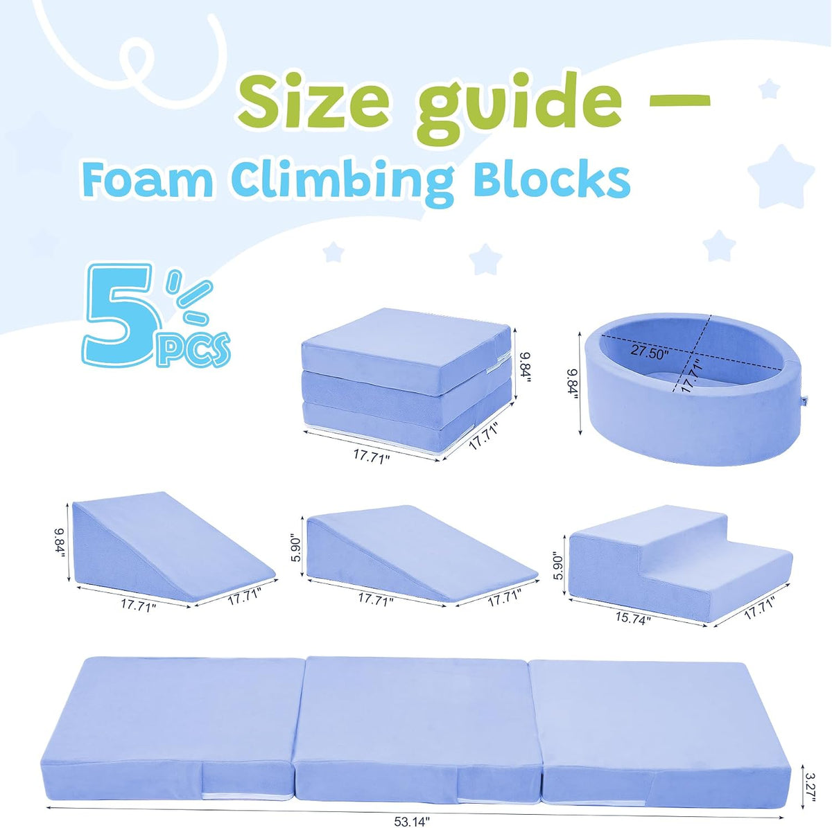 Elftopia foam climbing set with ball pit, stairs and ramps for toddlers in grey - view 7