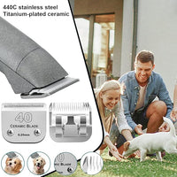 2Pack #40 Dog Grooming Clipper Replacement Blades - Compatible with Andis/Wahl/Oster, Detachable Ceramic & Stainless Steel Blade, Size 40, Cut Length 1/100" (0.25mm)