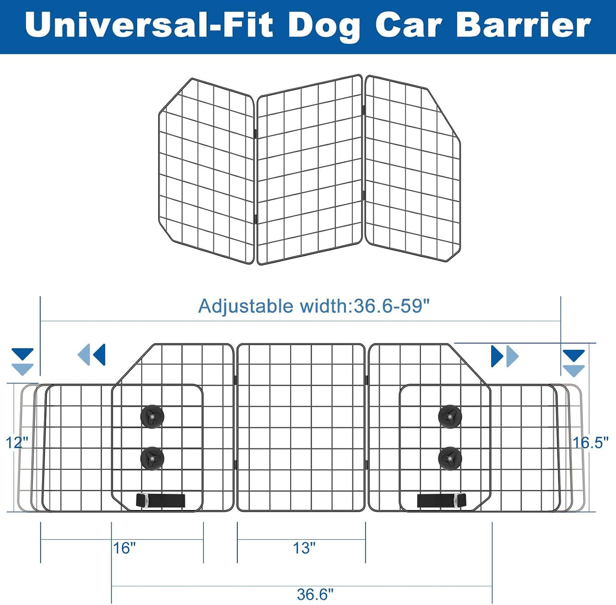 Car Dog Barrier for SUV Adjustable Heavy-Duty Steel Pet Divider Gate – Essentials for Dogs - image 3