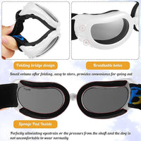 Frienda Dog Helmet and Goggles, UV Protection Doggy Sunglasses and 4 Inch Padded Puppy Motorcycle Helmet Adorable Dog Goggles with Adjustable Belt for Small Dogs Puppy Riding(White,S)
