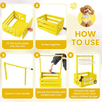 Wooden Dog Closet, Pet Wardrobe with Hanging Rod for Small Dog - Yellow - image 3