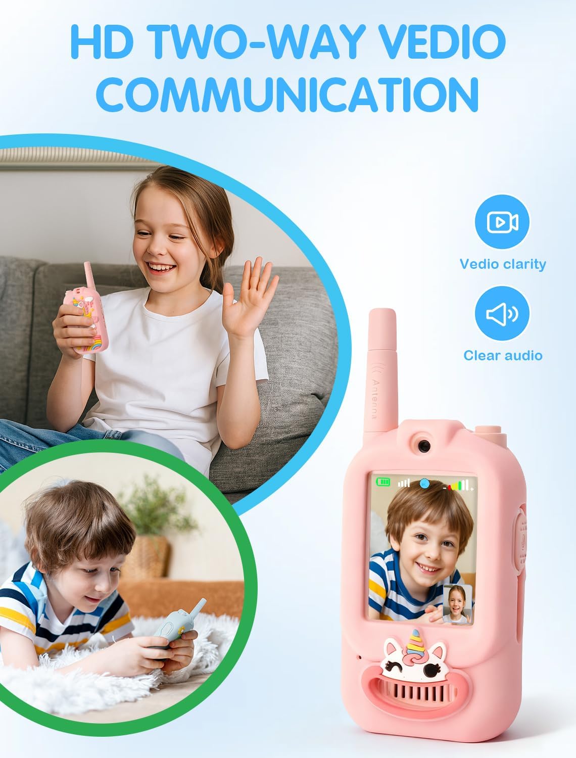 Video Walkie Talkies for Kids - Unicorn Pink - image 2