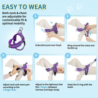 SlowTon No Pull Small Dog Harness and Leash Set with Front Clip – Essentials for Dogs - XX-Small / Purple - image 3
