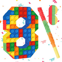 Lemicin 15.75 inch blue pinata stick kit with blindfold, rope and confetti - view 8