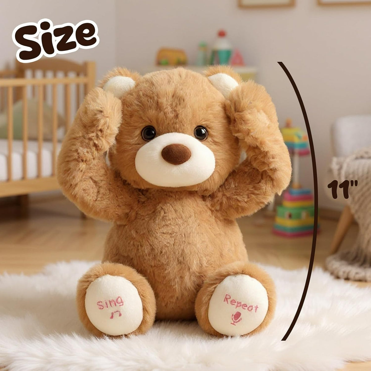 Hopearl Peek A Boo Cow Interactive Repeats What You Say Plush Diary - Bear - image 3