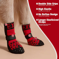 Anti Slip Dog Socks to Prevent Licking Paws with Grippers Black – Essentials for Dogs - Star Red / X-Small - image 3