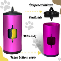 Metal Dog Poop Bag Holder 2-Pack w/Leash Clip - Pink / 1 Holder 15 Bags - image 2
