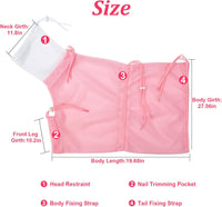 Cat Bathing Bag Anti Scratch Grooming Shower Washing Bag for Nail - White-Pink - image 2