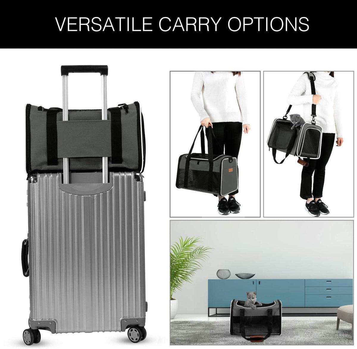 Cat Carrier, Portable Foldable Dog Pet Carrier - 19.7"L x 12.0"W x 12.0"H / Brown - image 4