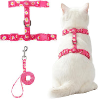 PUPTECK Adjustable Cat Harness and Leash Set Escape Proof Kitten - Medium / Fuchsia(Daisy)