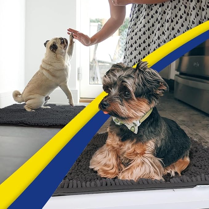 Muddy Mat® Original Dog Door Mat for Muddy Paws, Super Absorbent Microfiber, Non-Slip Washable Pet Rug, Quick Dry Chenille Entryway Carpet, Machine Washable Indoor Outdoor mat, Charcoal 18"x28"