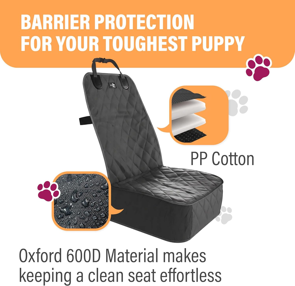 Dog Car Seat Cover, Waterproof Front Seat Protector for SUV Truck Sedan, Pet Safety Travel Comfort - Beige - image 3