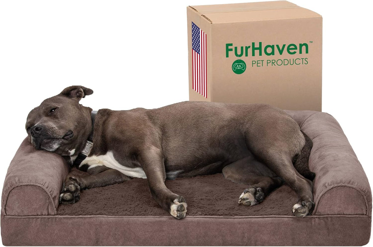 FurHaven Classic Sofa Orthopedic Dog Bed for Large Dogs - Large / Driftwood Brown
