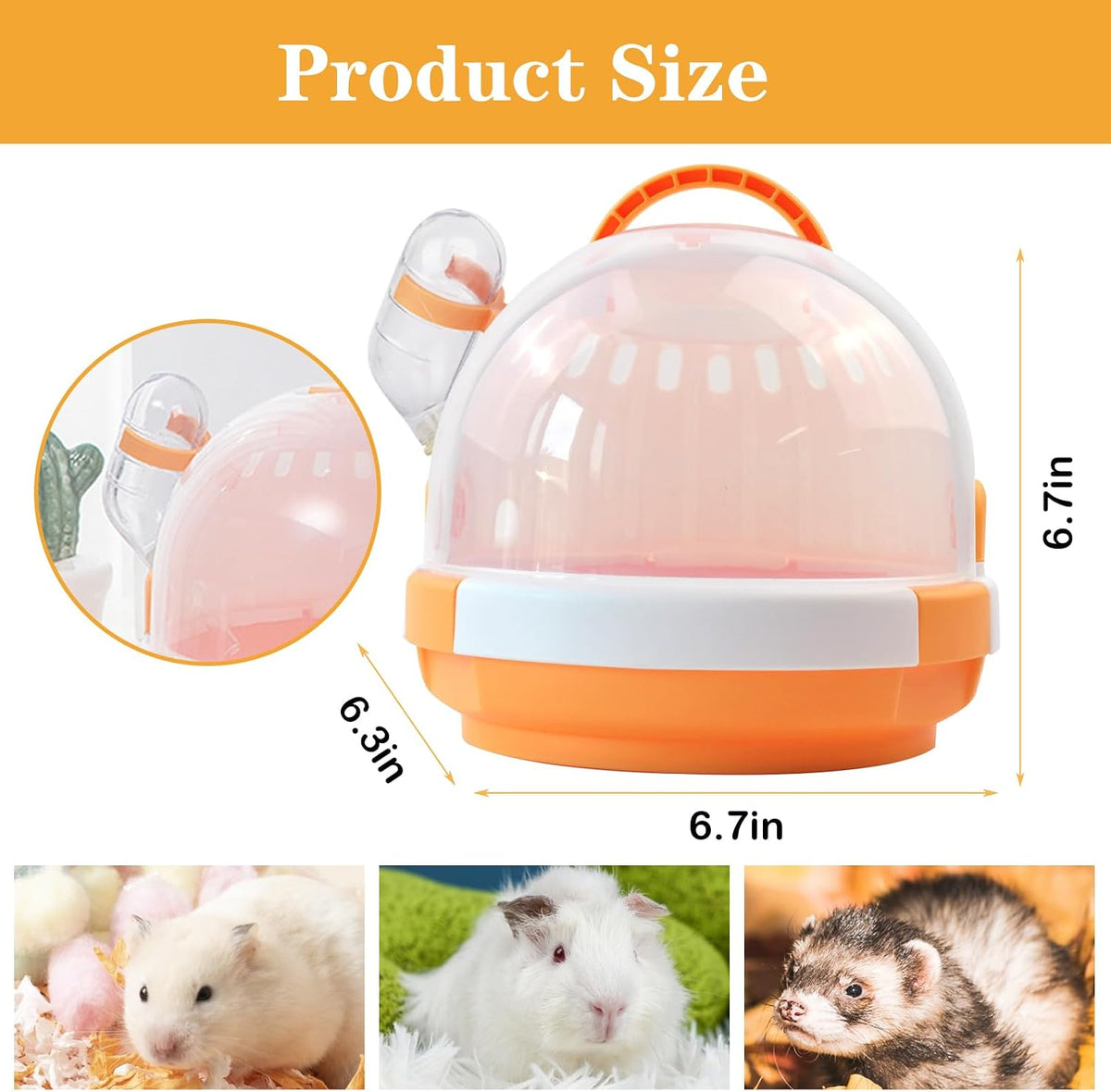 Hamster Carrier Cage Portable Cages Small Animals Carry Travel Case - 【Orange】 - image 2